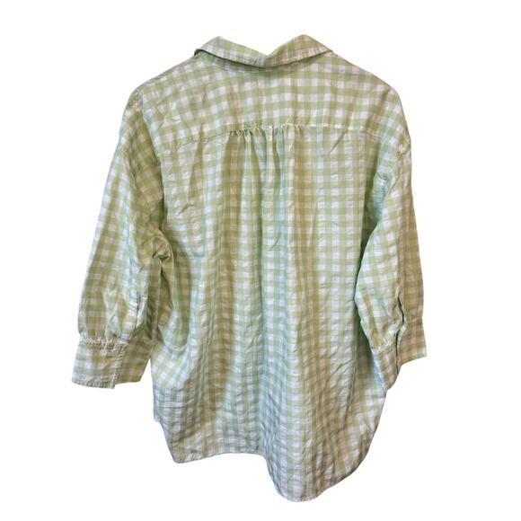POMANDER PLACE TUCKERNUCK Green Gingham Plaid Adair Boyfriend Button Down Sz XL - Picture 6 of 9